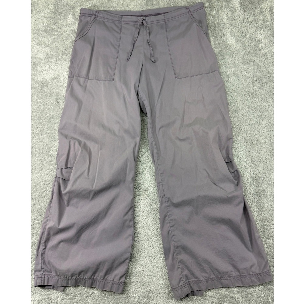Be Present Pants Womens M Purple Yoga Wide Leg Crop Drawstring Back Slit